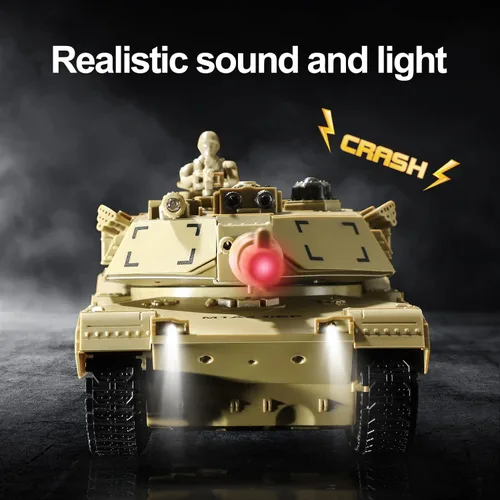 Vista 5 de Tanque de Juguete Militar RC, Tanque del Ejército M1A2 Abrams de EE.UU. con Control Remoto con Batalla IR, Vehículos Militares RC de 2.4Ghz