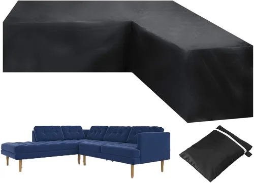 Vista 8 de Fundas para muebles de patio al aire libre, resistentes, impermeables, en forma de L, para sofá esquinero, a prueba de polvo, resistente al viento