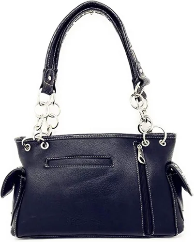 Vista 3 de Texas West Cartera de hombro con flores cruzadas para mujer en 6 colores, Negro