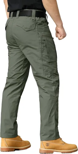 Vista 3 de CARWORNIC Pantalones tácticos ligeros para hombre, pantalones cargo militares, resistentes al agua, para senderismo, trabajo