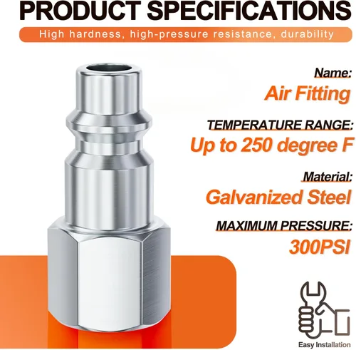 Vista 2 de GASHER 10PCS 1/2" FNPT x 1/2" Flow Industrial Air Plug