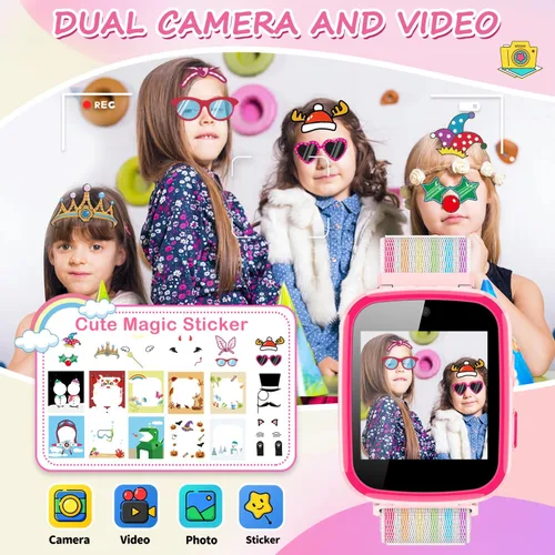 Vista 4 de Vakzovy Reloj inteligente para niños, regalo para niñas de 6 a 8 años, con cámara de video, música, audiolibros, relojes para niñas de 8 a 10 años