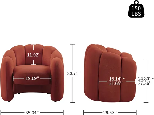 Vista 2 de Art Leon Silla decorativa moderna, sofá modular de tela sherpa, silla individual sin brazos con patas de madera para sala de estar y dormitorio