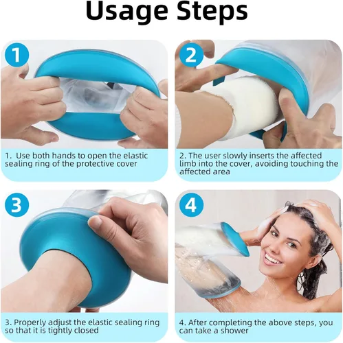 Vista 5 de Funda de ducha de línea PICC, impermeable, para codo de brazo, adulto, reutilizable, protector de manga de línea PICC para ducha para adultos
