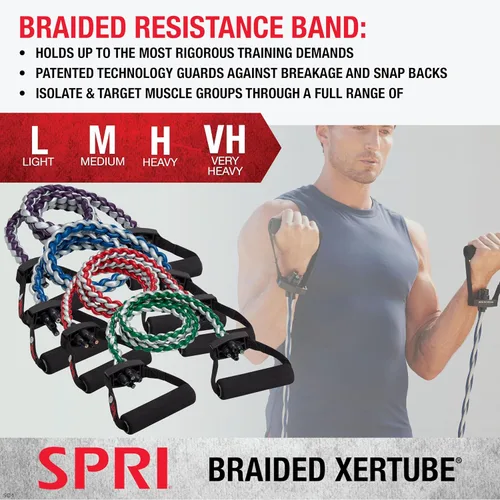 Vista 2 de SPRI Xertube, cuerdas trenzadas para ejercicios con banda resistente