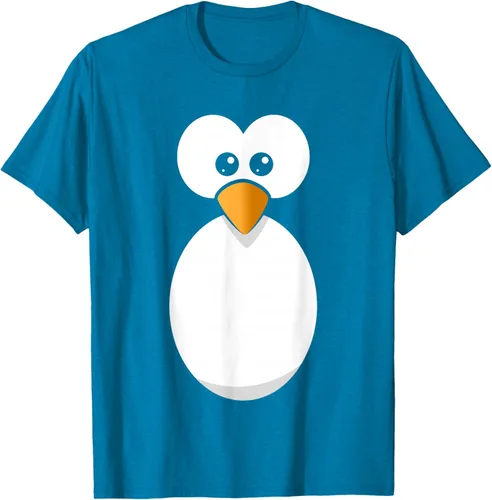 Vista 57 de Camiseta divertida con diseño de cara de pingüino o disfraz fácil, color negro, talla S
