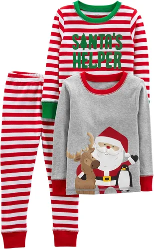 Vista 7 de Simple Joys by Carter's Conjunto de pijama de algodón ajustado de 3 piezas para bebé