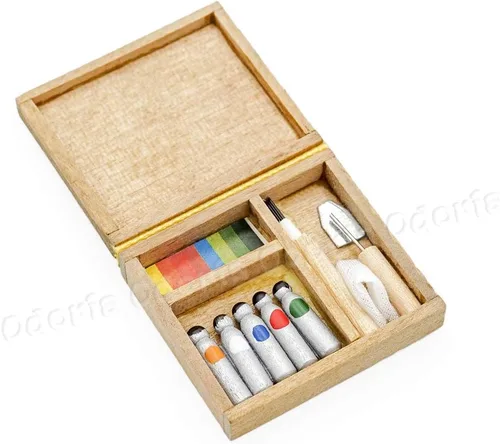 Vista 2 de Odoria 1/12 caja de pintura en miniatura accesorios de decoración de casa de muñecas