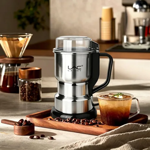 Vista 2 de Molinillo de café eléctrico y molinillo de especias, molienda rápida de 150 W con cuchillas de acero inoxidable, incluye cepillo de limpieza