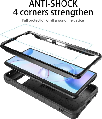 Vista 3 de Funda para Google Pixel 7, protección de grado militar a prueba de golpes con protector de pantalla HD de vidrio templado y soporte compatible