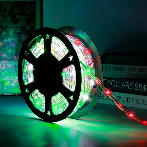 Vista 5 de DINGFU Luces de cuerda LED impermeables de 50 pies y 360 LED, 110V conectables para interiores y exteriores para terraza, patio, piscina, camping