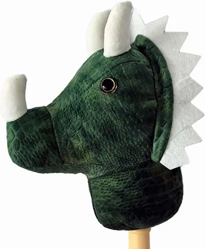 Vista 5 de Ponyland: Animal de palo de música, dinosaurio verde, botón de música, palo resistente de dos piezas con cabeza de animal de felpa suave colorida