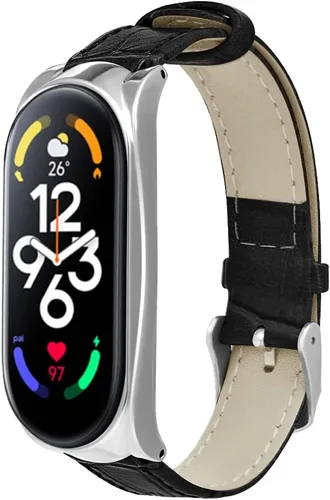 Vista 7 de Correa deportiva compatible con Xiaomi Mi Band 7, correa de reloj de cuero KangPlus suave de repuesto, correa deportiva ajustable y cómoda