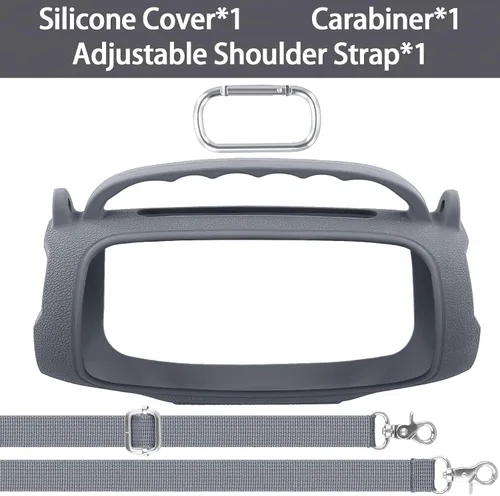 Vista 12 de Funda de silicona compatible con JBL Charge 5 Altavoz Bluetooth portátil impermeable (Cubierta de silicona negra)
