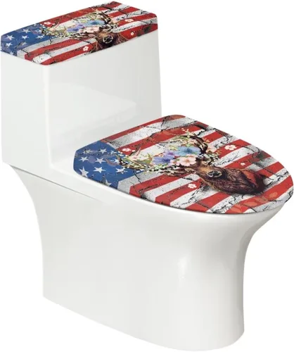Vista 15 de Juego de decoración de baño de 2 piezas con diseño de muñeco de nieve de Navidad, cubierta de tanque para asiento de inodoro