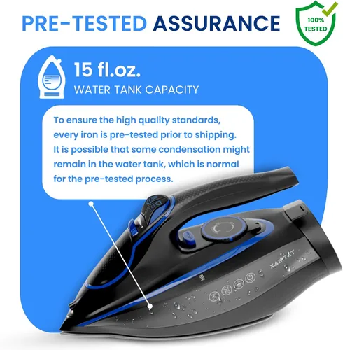 Vista 9 de Xabitat Plancha inalámbrica de lujo Plancha de vapor de 1500 W Anti goteo Tecnología de protección térmica Suela de cerámica antiadherente