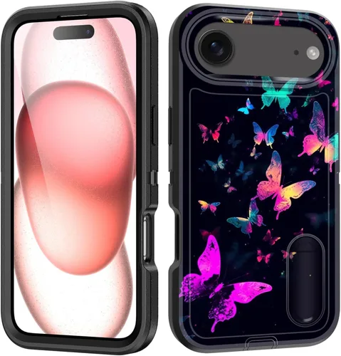Vista 11 de Funda para iPhone Air con soporte integrado, a prueba de golpes, polvo y caídas, 3 capas, grado militar, funda protectora para iPhone Air de 6.5