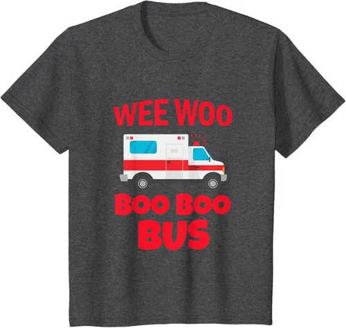 Vista 25 de Wee Woo Boo Boo Bus First Responder - Camiseta divertida de ambulancia, Negro, S