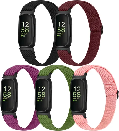 Vista 10 de Bandas elásticas de nailon compatibles con Fitbit Inspire 3/Inspire 2/Inspire HR/Inspire/Ace 3/Ace 2, correas elásticas ajustables suaves