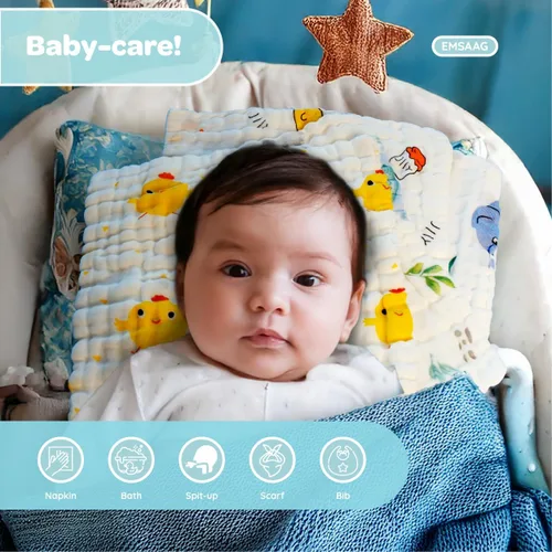 Vista 2 de Toallitas de muselina para bebé, toallitas para recién nacidos, paquete de 7 con patrón de animales, toallas absorbentes para baño y cara