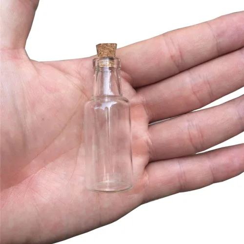 Vista 3 de Botellas de cristal transparente con tapón de corcho, para decoración de bodas