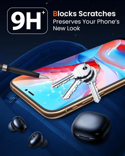 Vista 2 de Mkeke Protector de pantalla para iPhone XS, paquete de 3, [dureza 9H+] [protección contra caídas de grado militar] [tacto sensible]