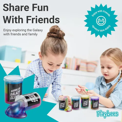 Vista 7 de Slime de unicornio de galaxia marmolada – Paquete de 12 – Kit de unicornio cósmico para estimulación sensorial y juego creativo, regalo perfecto