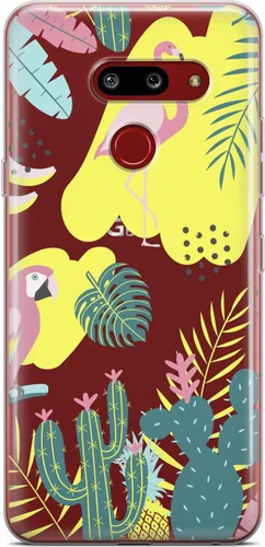 Vista 3 de Mertak Clear Phone Case Compatible with LG Stylo 6 5 4 K61 K51S K41S K30 K20 Q70 Q60 Slim Lightweight Design Cover Tropical Abstract Girls Flamingo
