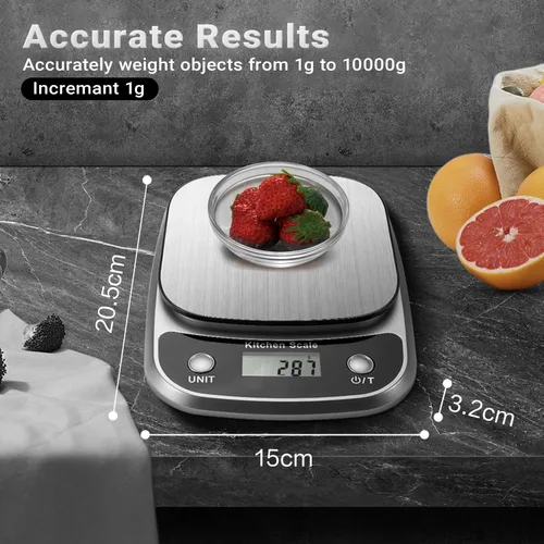 Vista 2 de GRAM PRES Báscula de cocina para alimentos, peso digital, gramos y onzas,Báscula digital profesional de alimentos de cocina de 22.0 lbs/0.04 oz