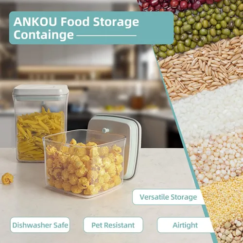 Vista 6 de Ankou Juego de recipientes herméticos – (4 unidades de 12.8 fl oz) apilables con un botón de apertura para aperitivos, dulces, sal, hierbas 4
