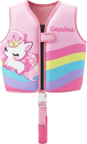 Vista 10 de Gogokids Toddler Swim Vest Pool Floaties for Kids 1-2-3-5-6-9-12 Yrs, Neoprene Swimming Jacket w/Adjustable Strap & Zip, Kids Pool Float Jacket