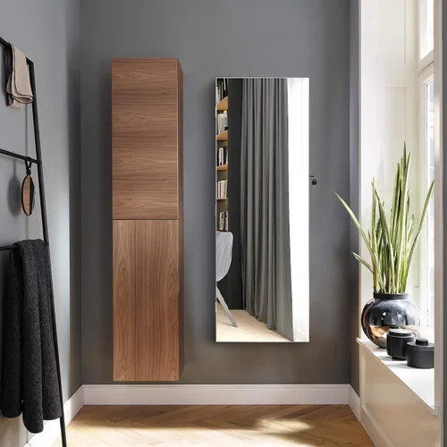 Vista 6 de LVSOMT 8 LED Organizador de joyas con espejo de cuerpo completo armario de almacenamiento montado en la paredpuerta joyero con cerradura con 2