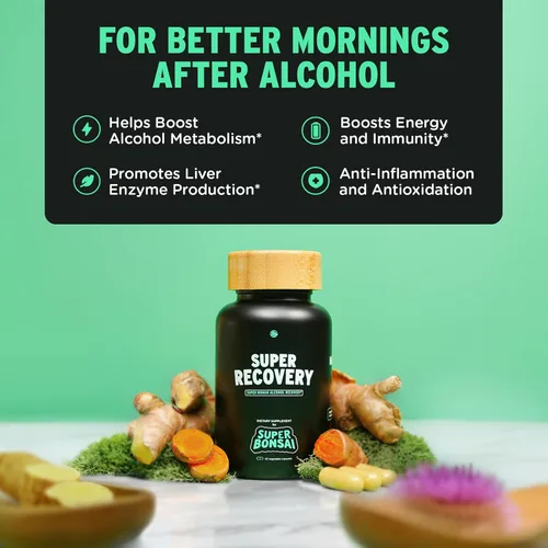 Vista 2 de SuperBonsai Cápsulas de súper recuperación para después de la celebración y el alivio matutino, apoyo holístico totalmente natural, 3 cápsulas