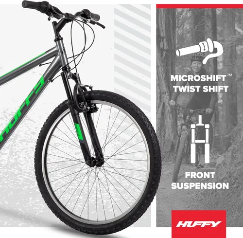 Vista 2 de Huffy Bicicleta de montaña Stone para hombres y mujeres, 20"/24"/26", 6 velocidades (20") o 21 velocidades, suspensión delantera o doble (varía)