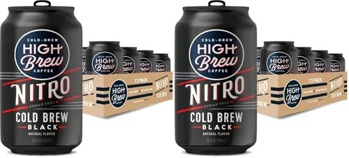 Vista 9 de High Brew Coffee, Nitro Black, Café Cold Brew, Sin Azúcar, Sin Lácteos, 10 Fl Oz, Listo para Beber (Paquete de 12)
