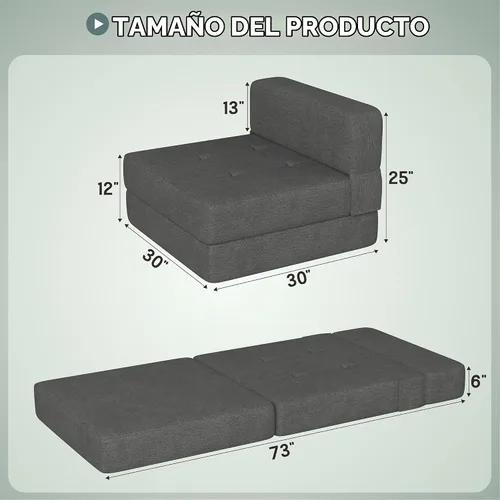 Vista 2 de ZeeFu Sofá cama plegable – Futón de espuma viscoelástica, cama convertible para sala de estar/dormitorio/invitados/oficina/caravanas/estudio