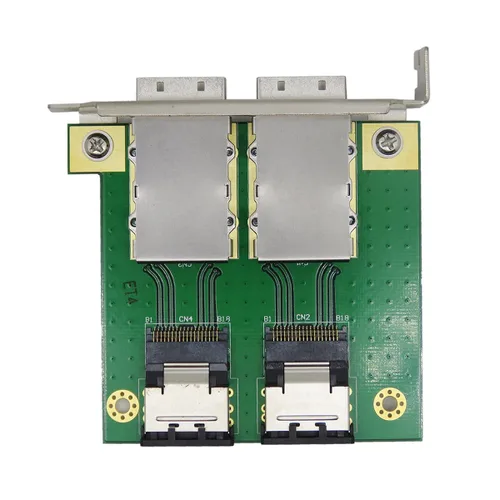 Vista 3 de chenyang Mini SAS 2 SFF-8088 a 2 SFF-8087 HD adaptador convertidor de servidor de datos con soporte