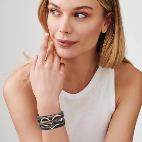 Vista 6 de Long tiantian Pulseras de cuero boho para mujer, regalos de moda para adolescentes, niñas, cosas de moda, multicapa de amor, corazón, de cuero