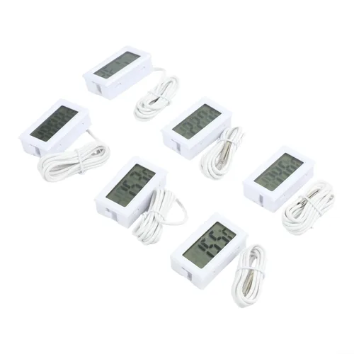 Vista 9 de 6 Pack Digital Thermometer with 1m Probe -50C to 110C for Aquarium Fridge Greenhouse Lab Monitoring(White)