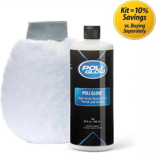 Vista 2 de Poli Glow Kit de Pulimento para Barcos y Vehículos Recreativos con Guante Aplicador - Pulimento de Fibra de Vidrio de Alto Brillo de 32 oz