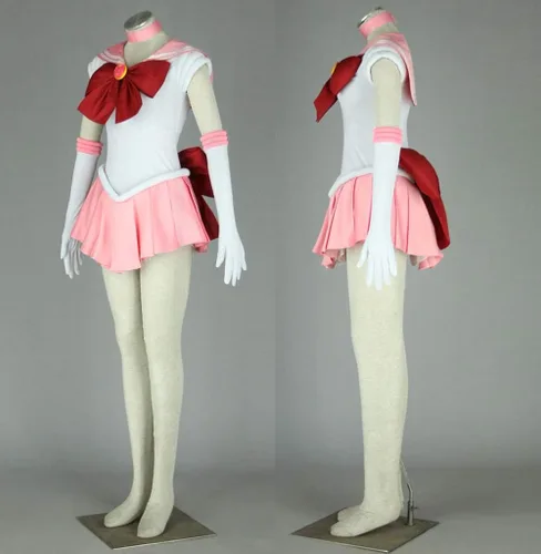 Vista 3 de OURCOSPLAY Traje de cosplay para mujer Sailor Moon Chibiusa 7 piezas