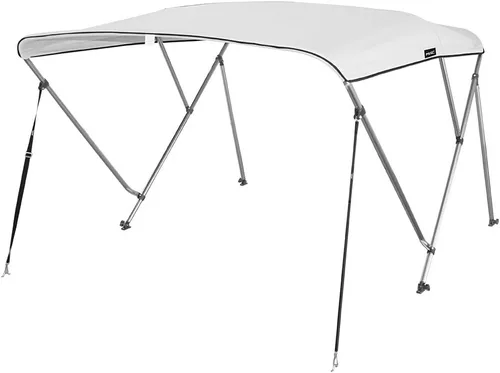 Vista 15 de MSC - Toldo superior de barco de 3 y 4 arcos, poliéster teñido en solución 600D, incluye 2 postes de soporte y 4 correas ajustables Beige