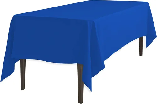 Vista 20 de Linenlanding Mantel rectangular de 60 x 102 pulgadas para mesa circular para bodas, mesas de bufé, fiestas, cenas de vacaciones (1, azul bebé)