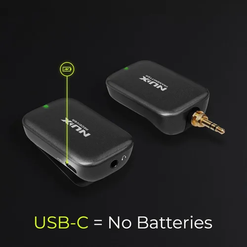 Vista 4 de NUX B-7PSM - Sistema de monitor inalámbrico intrauditivo de 5.8 GHz, IEM estéreo, estuche de carga incluido, transmisión de audio estéreo, diseñado