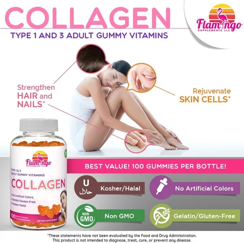 Vista 3 de Gomitas de colágeno, colágeno marino natural para mujeres y hombres, suplementos de colágeno para cabello de piel, uñas, tipo hidrolizado 2 y 1 3