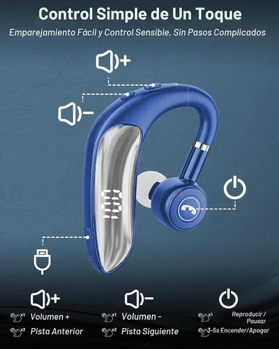 Vista 6 de Auriculares Bluetooth V5.4, auriculares inalámbricos para teléfono celular con pantalla LED, manos libres con micrófono para conducir, camionero