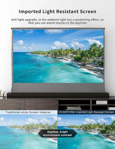Vista 4 de VIVIDSTORM-3D - Material de pantalla de rechazo de luz ambiental de enfoque largo, pantalla de proyección motorizada para levantamiento de piso