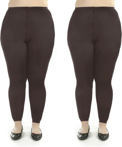Vista 2 de Silky Toes Medias casuales sin pies de microfibra opaca para mujer, talla grande, 2 pares