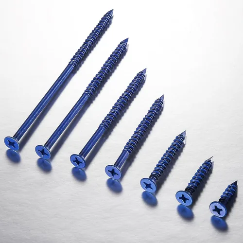 Vista 2 de Wensilon 49 piezas) Kit de ancla de tornillo para hormigón de 1/4" con cabeza plana azul para anclar a mampostería, bloque o ladrillo estuco