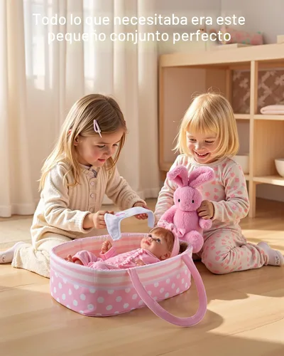 Vista 5 de BABESIDE Juego de accesorios para muñecas de bebé de 8 piezas con moisés